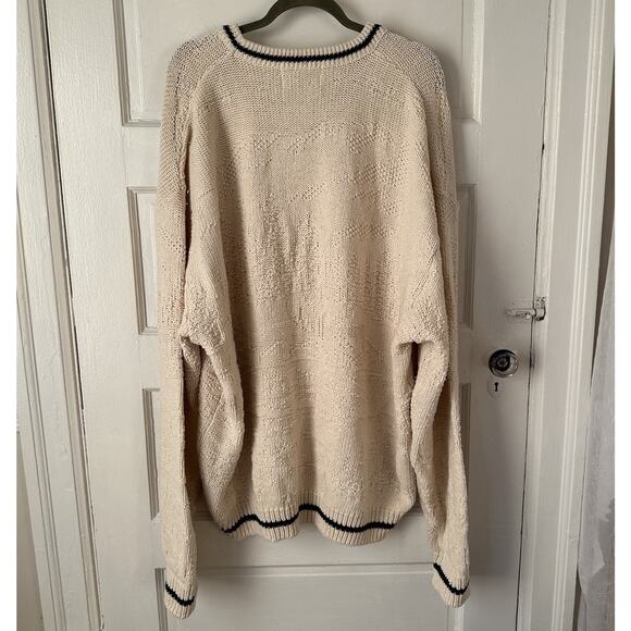 VTG Shenandoah Men’s Sweater 4XLT Chunky Knit Cream Embroidered Buck Hunting USA - Picture 3 of 12